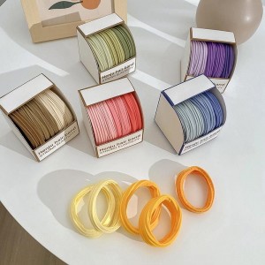 លក់ដុំដែលមានគុណភាពខ្ពស់ 5pcs/Set Candy Color Nylon Elastic Hair Band ខ្សែពួរសក់សាមញ្ញ ខ្សែសក់រឹងមាំសម្រាប់នារី