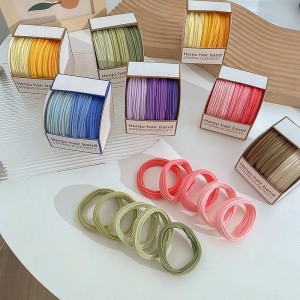 Groothandel hoge kwaliteit 5 stks/set snoep kleur nylon elastische haarband eenvoudig haar touw sterke haarhouder voor vrouw meisjes