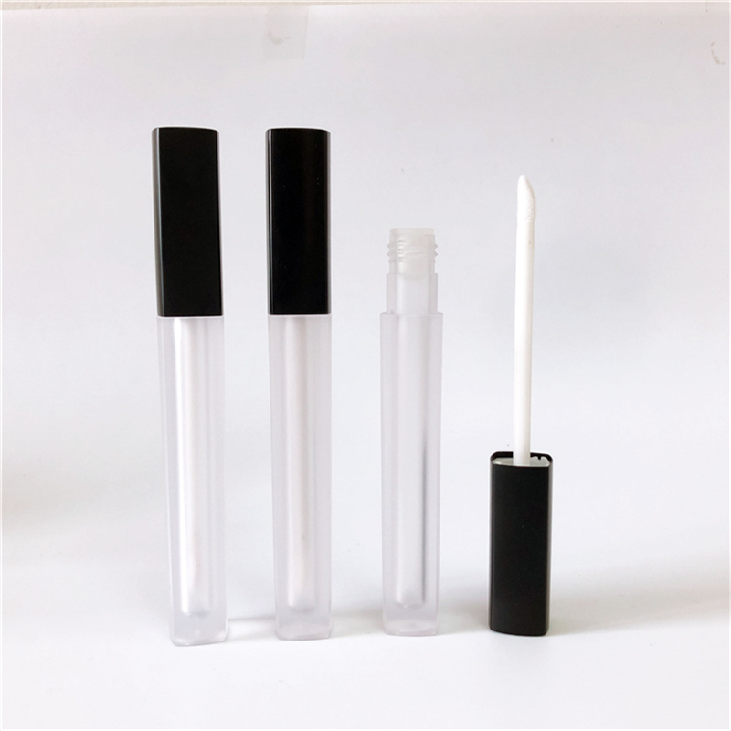 Square Empty 3.5ml Lipgloss Bottle Clear Frosted Lip Gloss Tube Packaging Tube Container