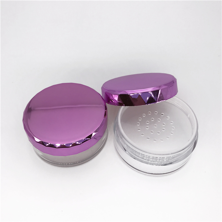 China Supplier Cheap Purple Cover Round Loose Powder Container