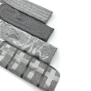 روسری پارچه ای بافتنی خاکستری با سنخ بالا با طرح های متنوع ژاکارد