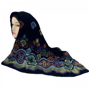원래 사용자 정의 꽃 자수 핫 드릴 스카프 이슬람 headscarf 여성 스카프
