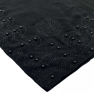 Bufanda negra extra Hai perlas Bufanda de muller especialmente única