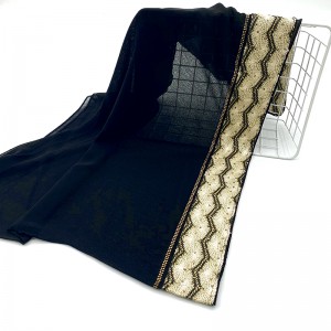 Sciarpa di seta imitazione Due foulard musulmano di pizzo d'oro