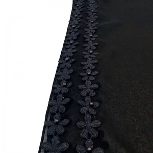Potpuno crni šal Delikatna muslimanska marama od čipke