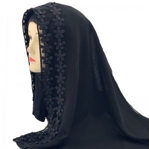 Bufanda negra delicada Bufanda musulmá de encaixe