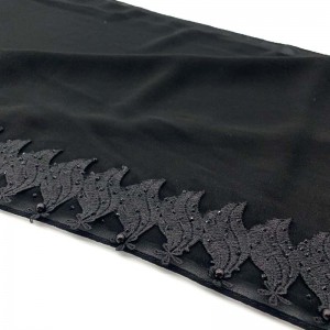 Batic musulman Material extrem de negru Dantela fantezie delicata Esarfa femei