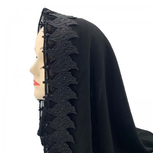 Foulard musulmano Materiale estremamente nero delicato pizzo fantasia Sciarpa da donna