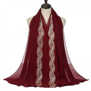 Chiffon scarf single-edged dhahabu Lace, shiny, anasa scarf unene wastani