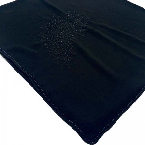 Экстра черный платок с вышивкой Шарф с горячей дрелью Мусульманский платок Женский шарф