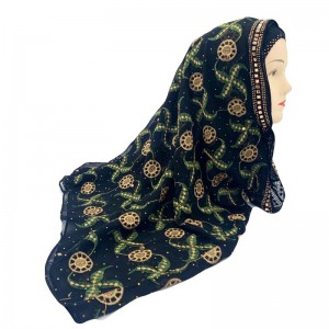 अनुकरण रेशीम संपूर्ण भरतकाम नाजूक हॉट ड्रिल स्कार्फ मुस्लिम हेडस्कार्फ महिला स्कार्फ
