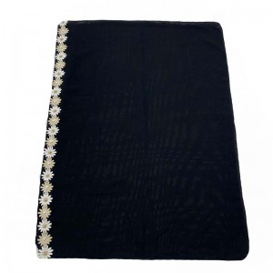 Muslimský šátek Extrémně černý materiál efektní krajkový Dámský šátek
