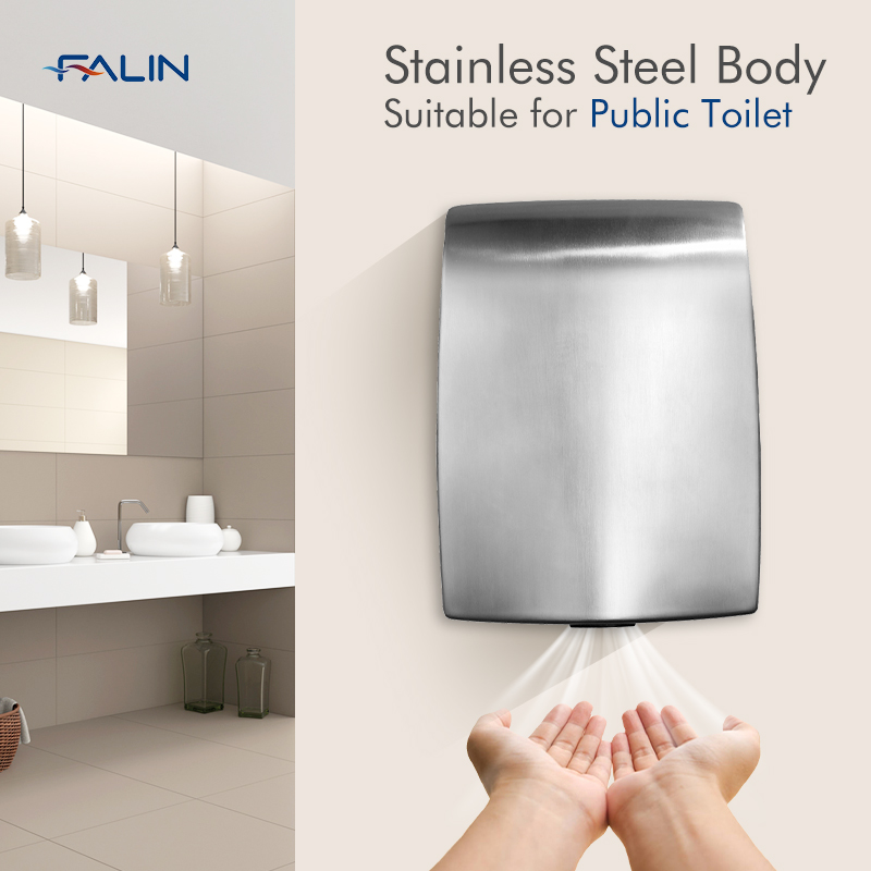 FALIN FL-3009 Commercial Electric High Speed Professional Stainless Steel Automatic Air Blade Hand Dryer Featured Image