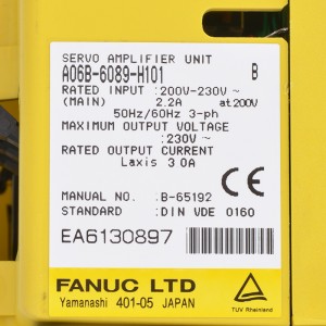 Tiomáineann Fanuc A06B-6089-H101 Módúl amplifier servo Fanuc A06B-6089-H102