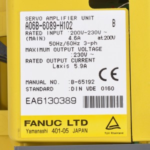 Fanuc ڊرائيو A06B-6089-H101 Fanuc سرو ايمپليفائر ماڊل A06B-6089-H102