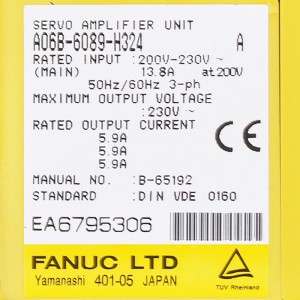 محركات Fanuc A06B-6089-H324 وحدة مضخم الصوت Fanuc المؤازرة A06B-6089-H321 ، A06B-6089-H322 ، A06B-6089-H323