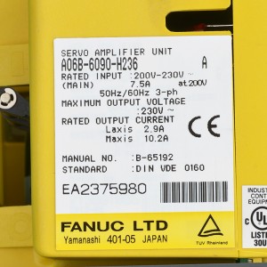 Fanuc ड्राइव A06B-6090-H236 Fanuc सर्वो एम्पलीफायर यूनिट मौडल
