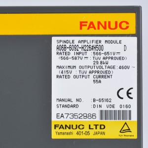 Fanuc drayvlari A06B-6092-H226#H500 Fanuc shpindel kuchaytirgich moduli A06B-6092-H226