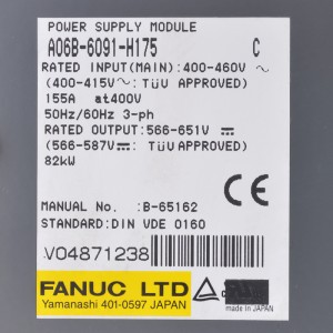 تقوم Fanuc بتشغيل A06B-6091-H175 وحدة موديلات تزويد الطاقة Fanuc