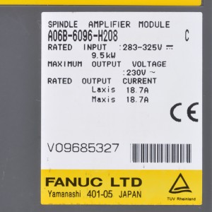 Fanuc דרייווז A06B-6096-H208 Fanuc סערוואָ אַמפּליפיער מודל