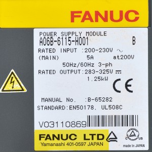 Fanuc veturas A06B-6115-H001 Fanuc-elektroprovizomodulon