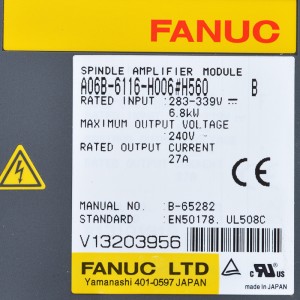 Fanuc drives A06B-6116-H006#H560 Módulo amplificador de husillo Fanuc