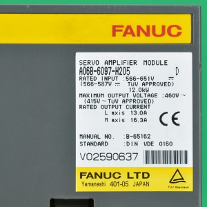 Tiomáineann Fanuc A06B-6097-H205 modúl amplifier servo Fanuc