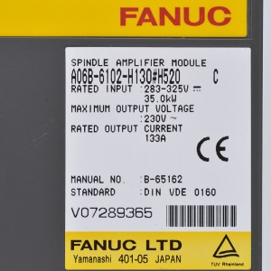 Hoʻokuʻu ʻia ʻo Fanuc A06B-6102-H130#H520 Fanuc spindle amplifier moudle A06B-6102-H145#H520