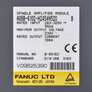Fanuc ડ્રાઇવ A06B-6102-H245#H520 Fanuc સ્પિન્ડલ એમ્પ્લીફાયર માઉડલ A06B-6102-H245#H255