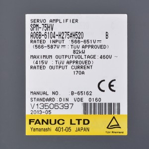 Fanuc kondui A06B-6104-H275#H520 Fanuc servo anplifikatè SPM-75HV A06B-6104-H275