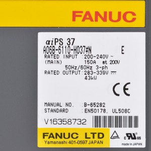 Fanuc డ్రైవ్‌లు A06B-6110-H037#N7 ఫ్యానుక్ αiPS 37 ఫ్యానుక్ విద్యుత్ సరఫరా