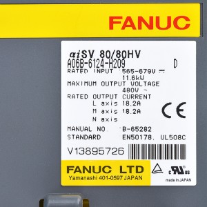 Fanuc-ek A06B-6124-H209 Fanuc aisv 80/80HV serbo-anplifikadorea gidatzen du