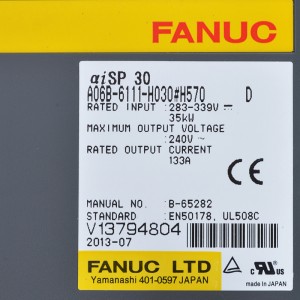 Ang Fanuc nagmaneho sa A06B-6111-H030#H570 Fanuc αiSP 30 spindle servo amplifier moudle