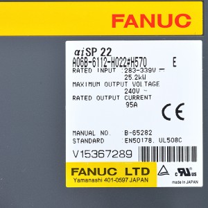 Fanuc stiras A06B-6112-H022#H570 E Fanuc aiSP 22 spindela amplifilo