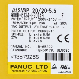 Unidades Fanuc A06B-6134-H201#A Fanuc BiSVSP 20/20-5.5