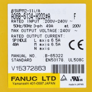 Fanuc drive A06B-6134-H202#A Fanuc B SVPM2-11i/A