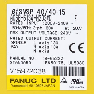 Fanuc drive A06B-6134-H203#D Fanuc BiSVSP 40/40-15