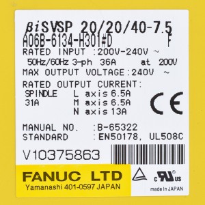 „Fanuc“ diskai A06B-6134-H301#D „Fanuc BiSVSP 20/20/40-7.5“