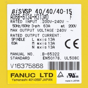 Fanuc drive A06B-6134-H313#D Fanuc BiSVSP 40/40/40-15