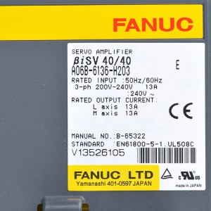 Fanuc veturas A06B-6136-H203 Fanuc servoamplifilo BiSV40/40