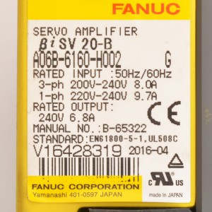 Fanuc imayendetsa A06B-6160-H002 G Fanuc servo amplifier βiSV 20-B