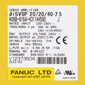 Pohony Fanuc A06B-6164-H311#H580 Fanuc BiSVSP 20/20/40-7,5