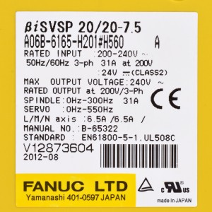 Pohony Fanuc A06B-6165-H201#H560 Fanuc BiSVSP 20/20-7,5