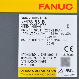Fanuc driuwt A06B-6200-H055 Fanuc servo fersterker aiPS 55-B voeding