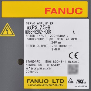 Bidh Fanuc a’ draibheadh ​​​​A06B-6202-H008 Fanuc servo amplifier aiPS 7.5-B solar cumhachd