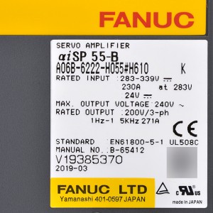 Fanuc ድራይቮች A06B-6222-H055#H610 Fanuc servo amplifier aiSP55-B ኃይል አቅርቦት