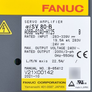 Fanuc ڊرائيو A06B-6240-H125 Fanuc servo amplifier aiSV80-B servo