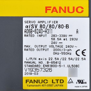 Fanuc tsav A06B-6240-H311 Fanuc servo amplifier aiSV 80/80/80-B