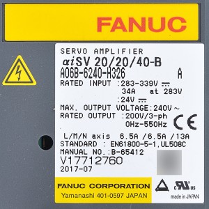 Fanuc ድራይቮች A06B-6240-H326 Fanuc servo ማጉያ aiSV 20/20/40-B