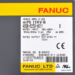 Fanuc жетектері A06B-6250-H011 Fanuc сервокүшейткіш aiPS 11HV-B